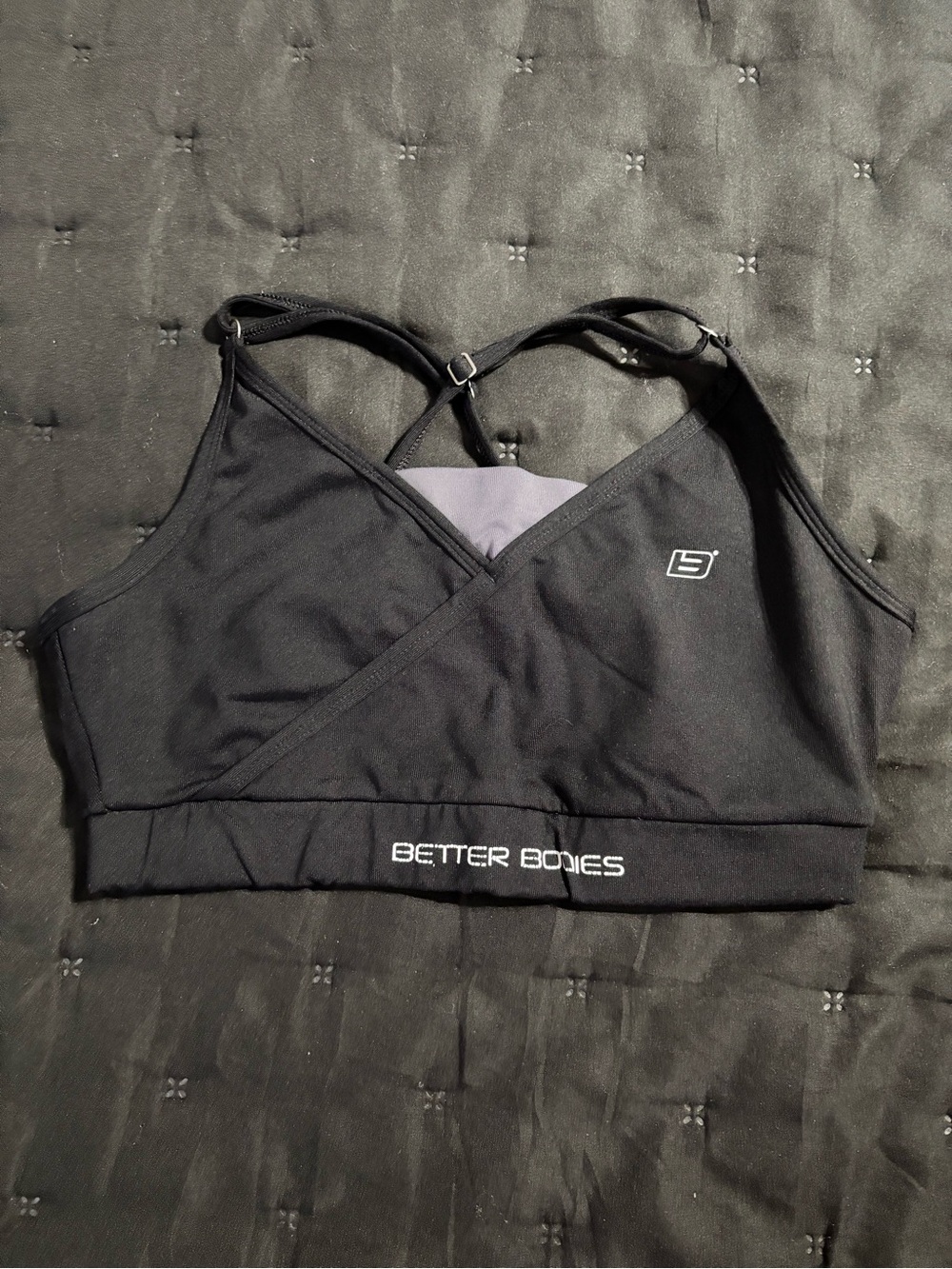 BETTER BODIES Black Cross-Front Sports Bra with Adjustable Straps